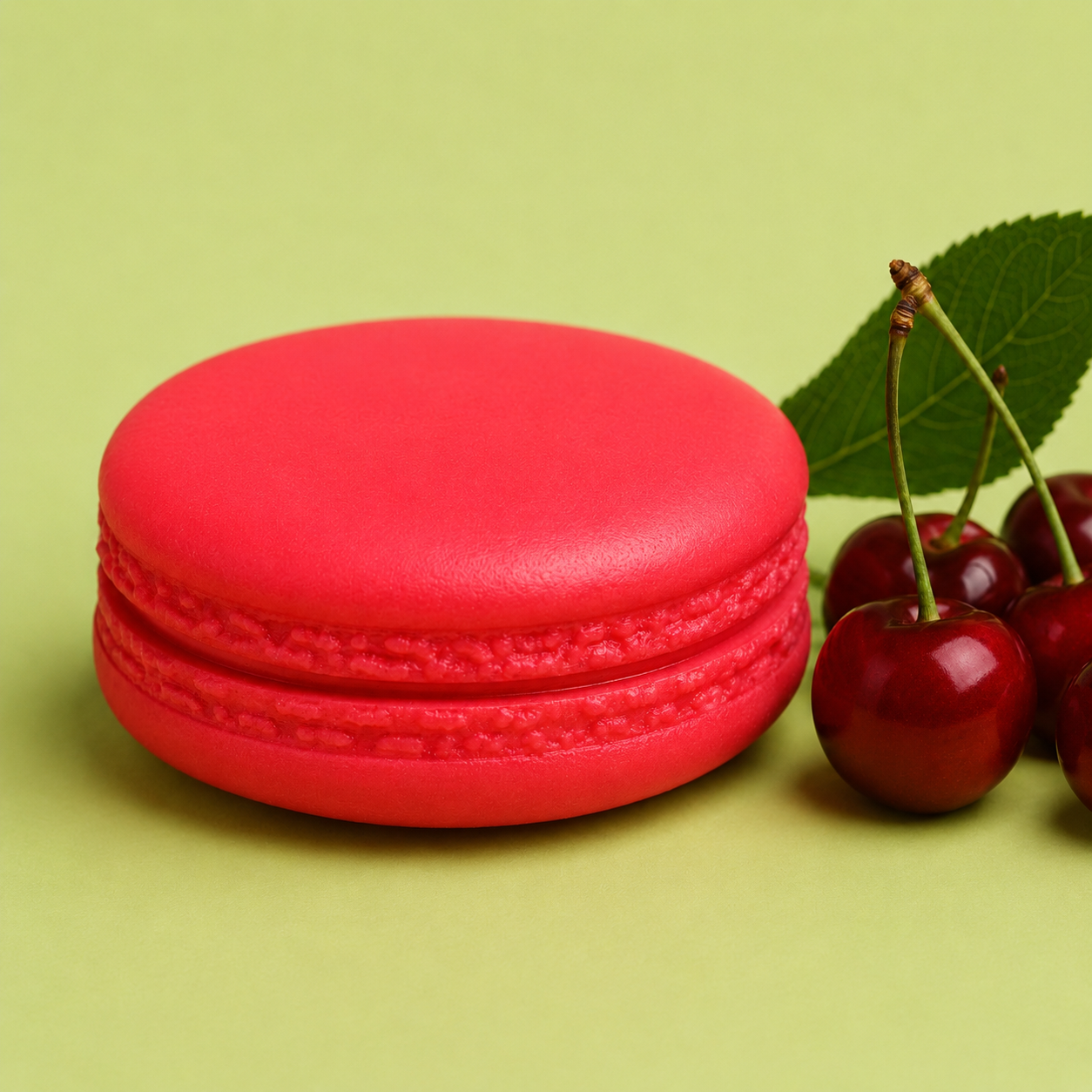 Handgefertigte Kirsch-Macaron-Seife mit fruchtigem Kirschduft